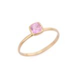14K Solid Gold Cushion Cut Pink Sapphire Ring - Image 2