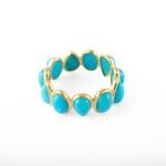 14K Solid Gold Turquoise Eternity Band - Image 3