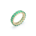 14K Solid Gold Emerald Eternity Band - Image 6