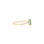 14K Solid Gold Baguette Shape Emerald and Diamond Ring - Image 3