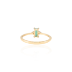 14K Solid Gold Baguette Shape Emerald and Diamond Ring - Image 4