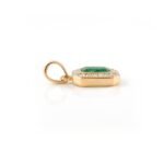 14K Solid Gold Contemporary Emerald Halo Diamond Pendant - Image 5