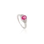 18K Solid Gold Ruby Diamond Statement Ring - Image 3