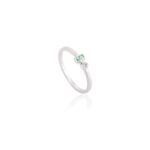 14K Solid Gold Emerald Diamond Toi Et Moi Ring - Image 3