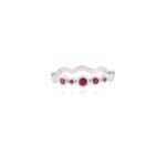 18K Solid Gold Ruby Wavy Dainty Ring