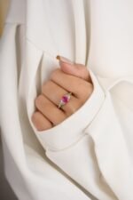 18K Solid Gold Ruby Diamond Statement Ring - Image 4