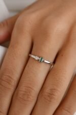 14K Solid Gold Emerald Diamond Toi Et Moi Ring - Image 5