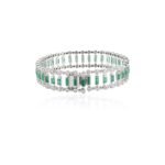 14K Solid Gold Baguette Emerald Wedding Bracelet - Image 2