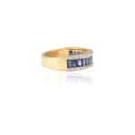 14K Solid Gold Blue Sapphire Diamond Stacking Ring - Image 3