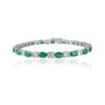 18k Solid Gold Emerald & Diamond Tennis Bracelet