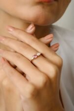 18K Solid Gold Pink Sapphire & Diamond Open Design Ring - Image 2