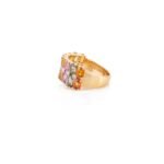 14K Solid Gold Multi Sapphire Diamond Wide Band Ring - Image 5