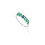 18K Solid Gold Emerald Sapphire Ring - Image 4
