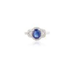 18K Solid Gold Blue Sapphire Diamond Statement Ring