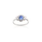18K Solid Gold Blue Sapphire Diamond Statement Ring - Image 6