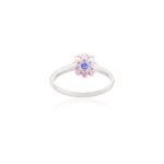 18K Solid Gold Ruby Blue Sapphire Flower Shape Ring - Image 6