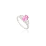 18K Solid Gold Pink Sapphire Diamond Ring - Image 4