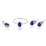 14K Solid Gold Lapis Lazuli Combo Jewelry Set