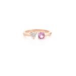 18K Solid Gold Pink Sapphire & Diamond Open Design Ring
