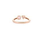 18K Solid Gold Pink Sapphire & Diamond Open Design Ring - Image 5