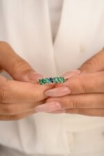 18K Solid Gold Emerald Sapphire Ring - Image 2