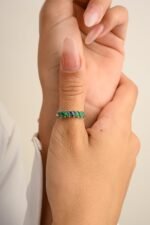 18K Solid Gold Emerald Sapphire Ring - Image 6