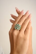 18K Solid Gold 2.16 Carat Emerald Diamond Cluster Ring - Image 2