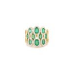 18K Solid Gold 2.16 Carat Emerald Diamond Cluster Ring