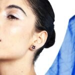 18k Solid Gold Ruby Cherry Blossom Flower Earrings - Image 2