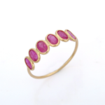 18K Solid Gold Oval Ruby Half Eternity Band - Image 3