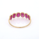 18K Solid Gold Oval Ruby Half Eternity Band - Image 5