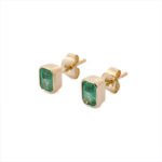 18k Solid Gold Emerald Stud - Image 2