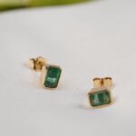 18k Solid Gold Emerald Stud - Image 4