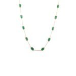 14K Solid Gold Emerald Station Chain Necklace