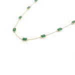 14K Solid Gold Emerald Station Chain Necklace - Image 5
