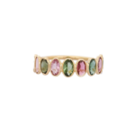 14K Solid Gold Tourmaline Half Eternity Band