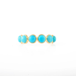 14K Solid Gold Turquoise Half Eternity Band