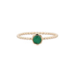 14K Solid Gold Round Emerald Ring