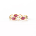 18K Solid Gold Ruby & Rainbow Moonstone Eternity Band