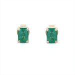 18k Solid Gold Emerald Stud Earrings