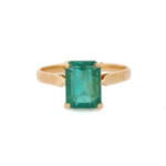 18K Solid Gold Emerald Ring