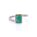 18K Solid Gold Emerald Diamond Ring