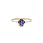 18K Solid Gold Tanzanite & Diamond Promise Ring