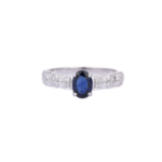 14K Solid Gold Oval Sapphire Ring