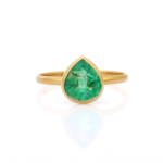 18K Solid Gold Pear Shape Emerald Ring