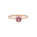 14K Solid Gold Cushion Cut Pink Sapphire Ring
