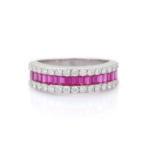 18K Solid Gold Ruby Half Eternity Band