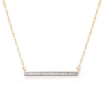 14K Natural Diamond Bar Pendant Necklace