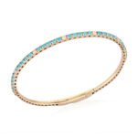 18k Solid Gold Diamond Turquoise Tennis Bangle