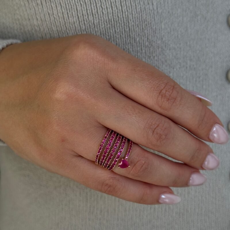 18k solid gold multi wrap heart ruby ring 18mm273 2